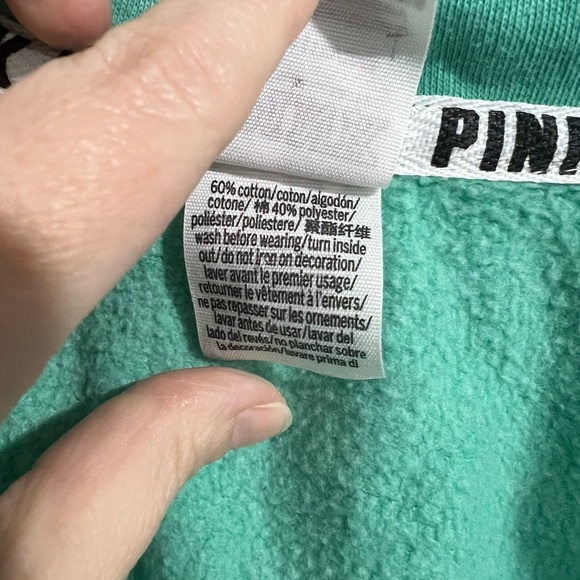 VS Victoria Secret PINK mint green pullover sweater zip up L large sweatshirt - Picture 6 of 7